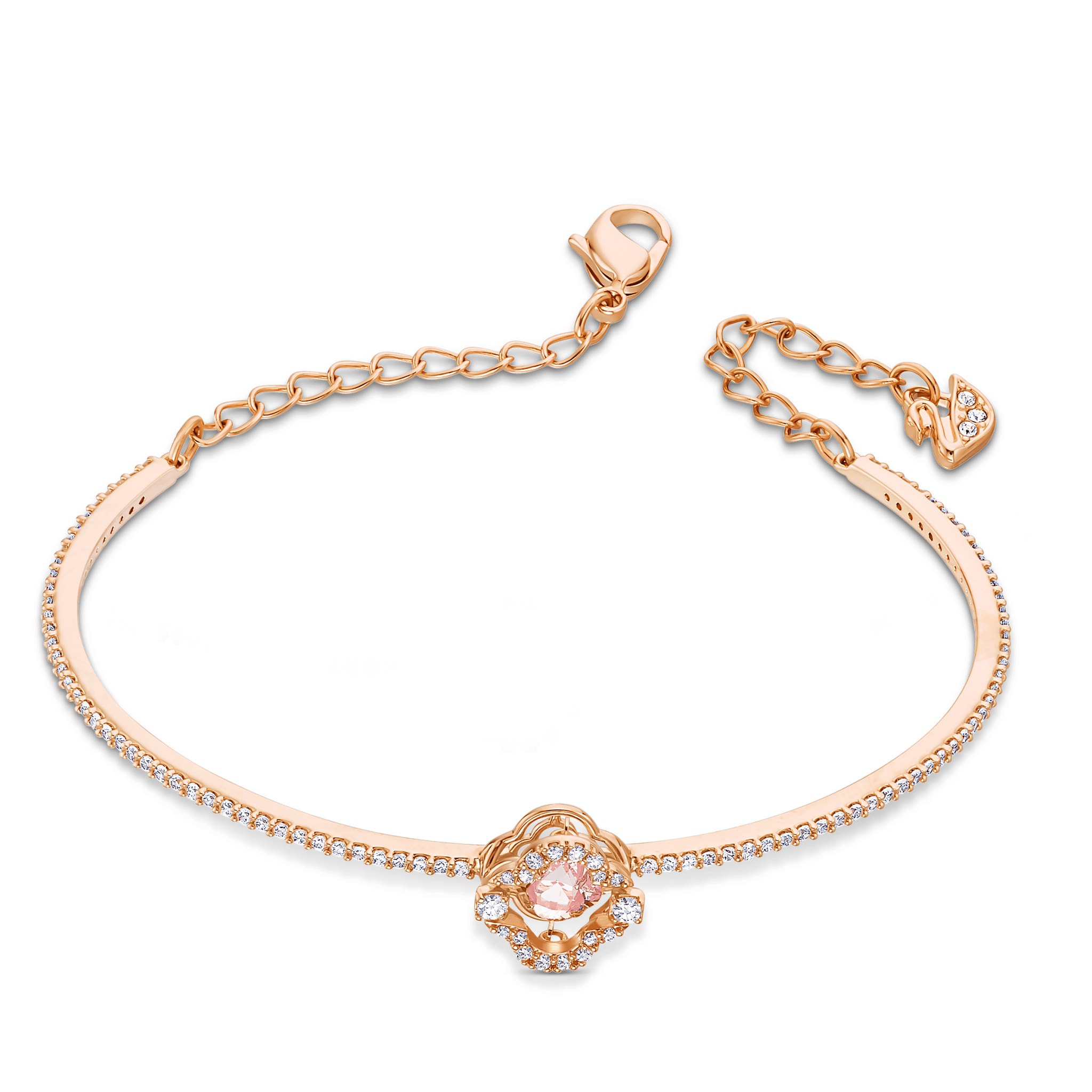 Swarovski Sparkling Dance Bangle, Pink, Rose-Gold Tone Plated -Swarovski