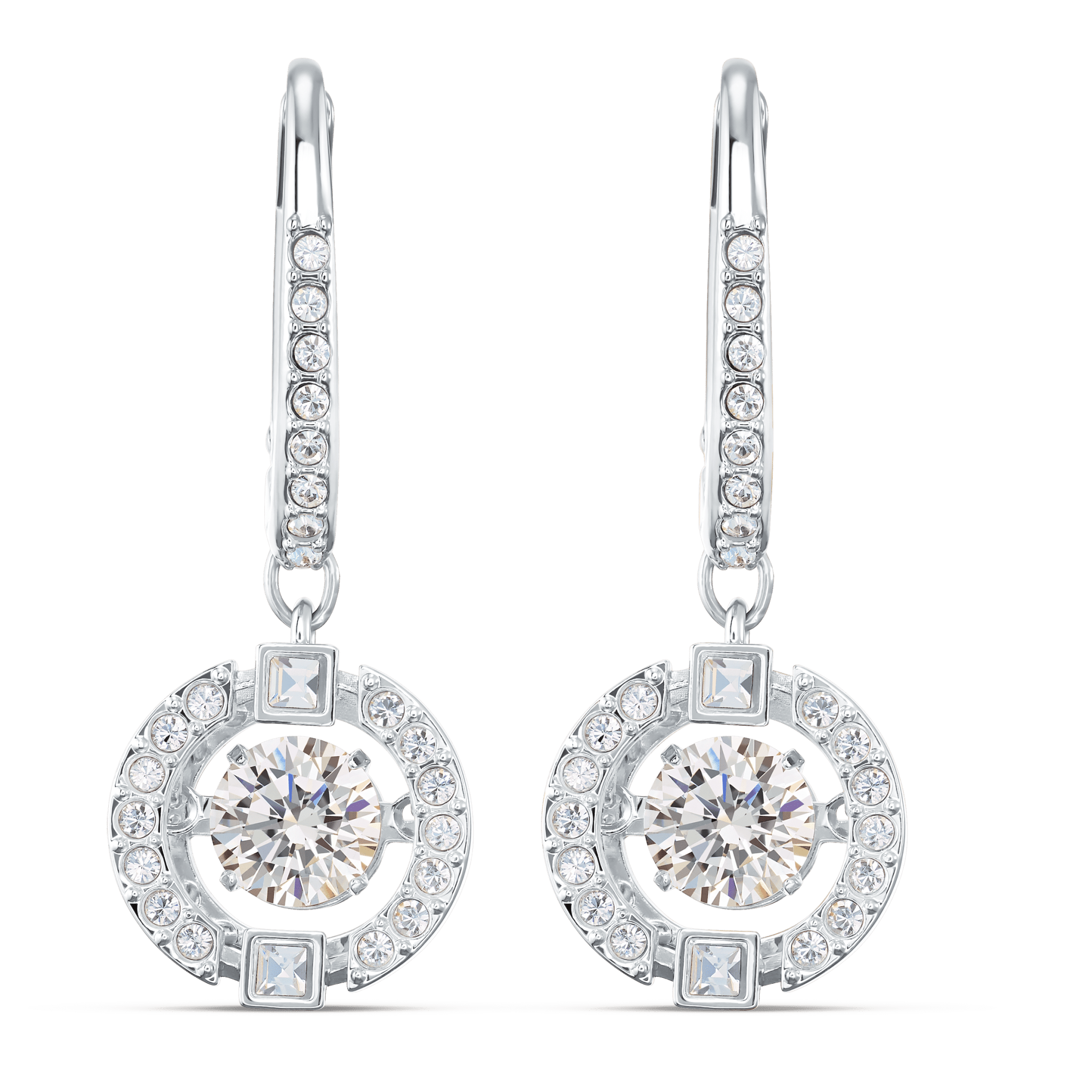 Swarovski Sparkling Dance Pierced Earrings, White, Rhodium Plated -Swarovski