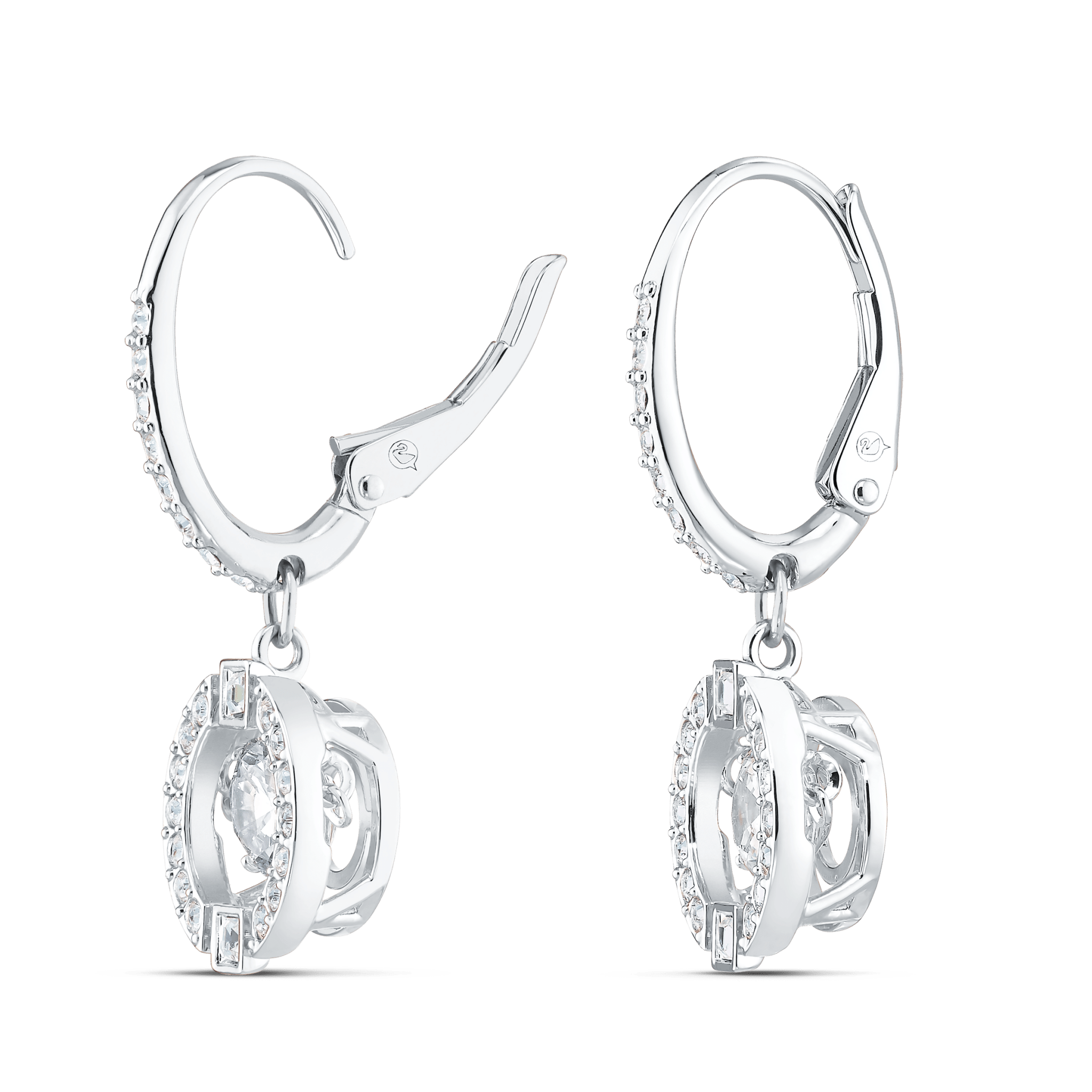Swarovski Sparkling Dance Pierced Earrings, White, Rhodium Plated -Swarovski