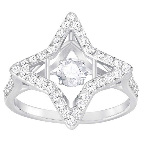 Swarovski Sparkling Dance Star Ring, White, Rhodium Plated -Swarovski