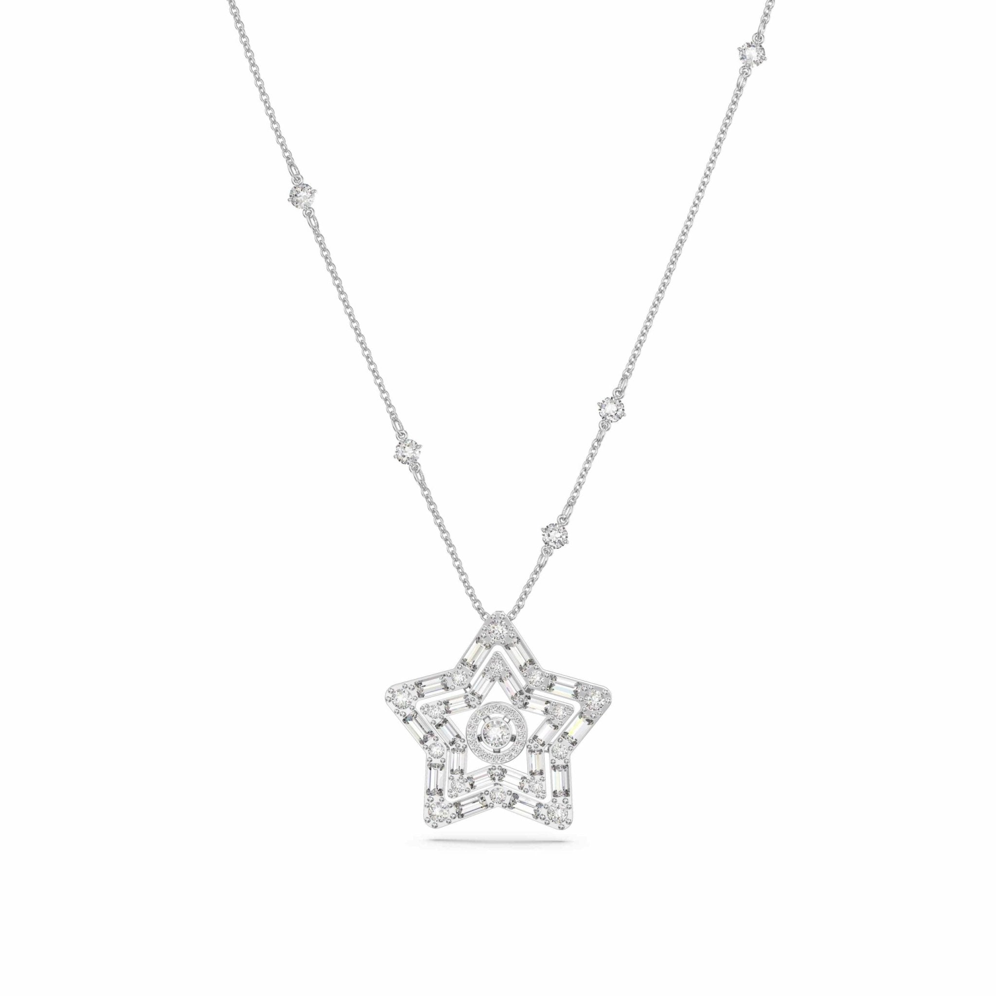 Swarovski Stella Pendant Mixed Cuts, Star, White, Rhodium Plated -Swarovski