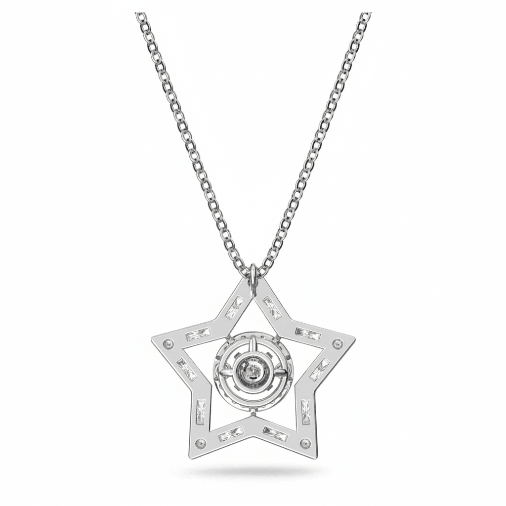 Swarovski Stella Pendant Mixed Cuts, Star, White, Rhodium plated -Swarovski