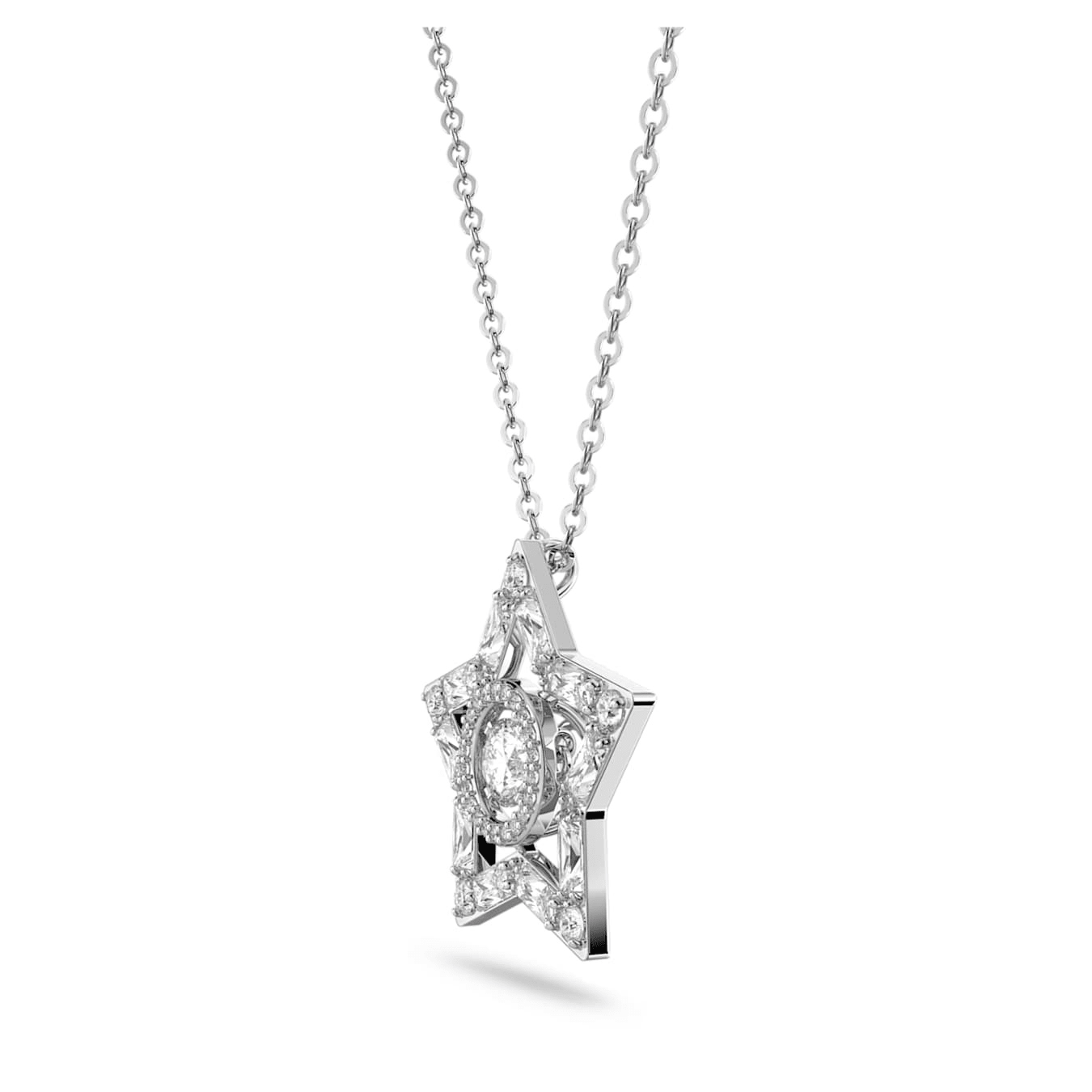 Swarovski Stella set Mixed cuts, Star, White, Rhodium plated -Swarovski