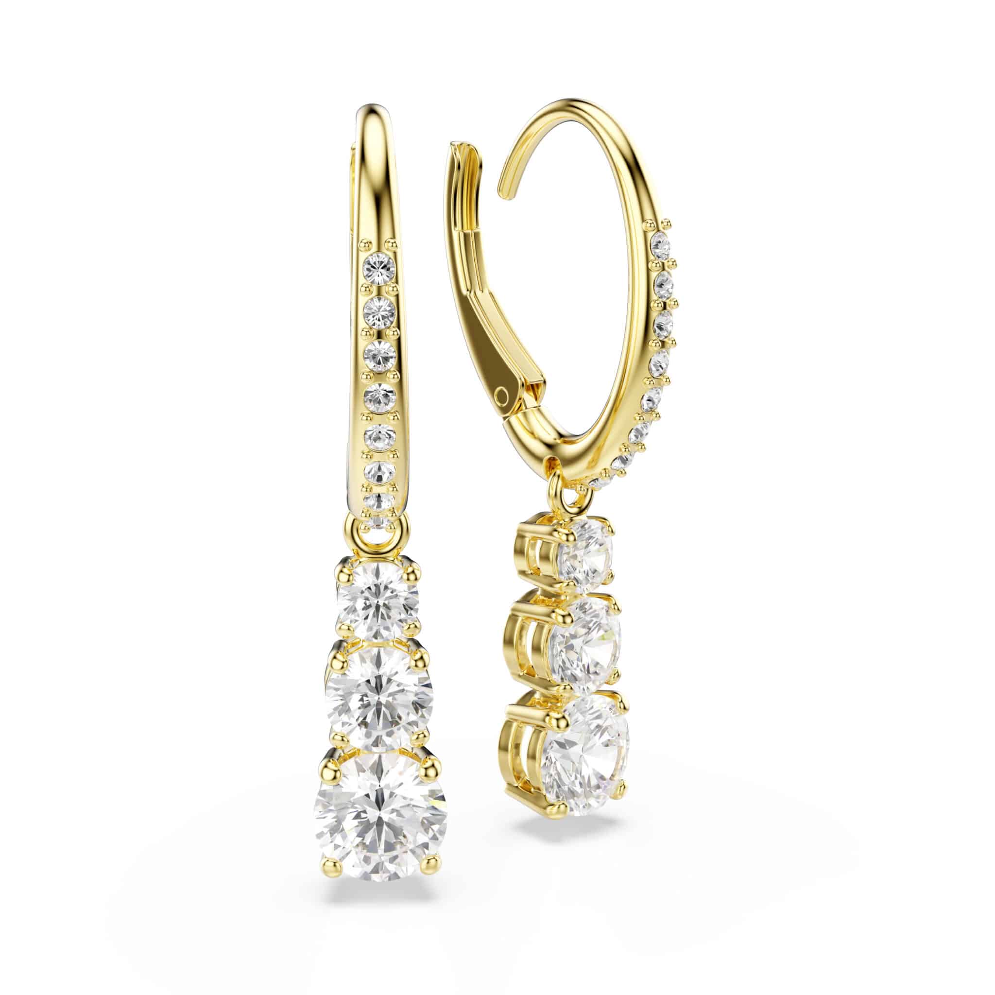 Swarovski Stilla Attract Hoop Earrings, Round Cut, White, Gold-tone Plated -Swarovski