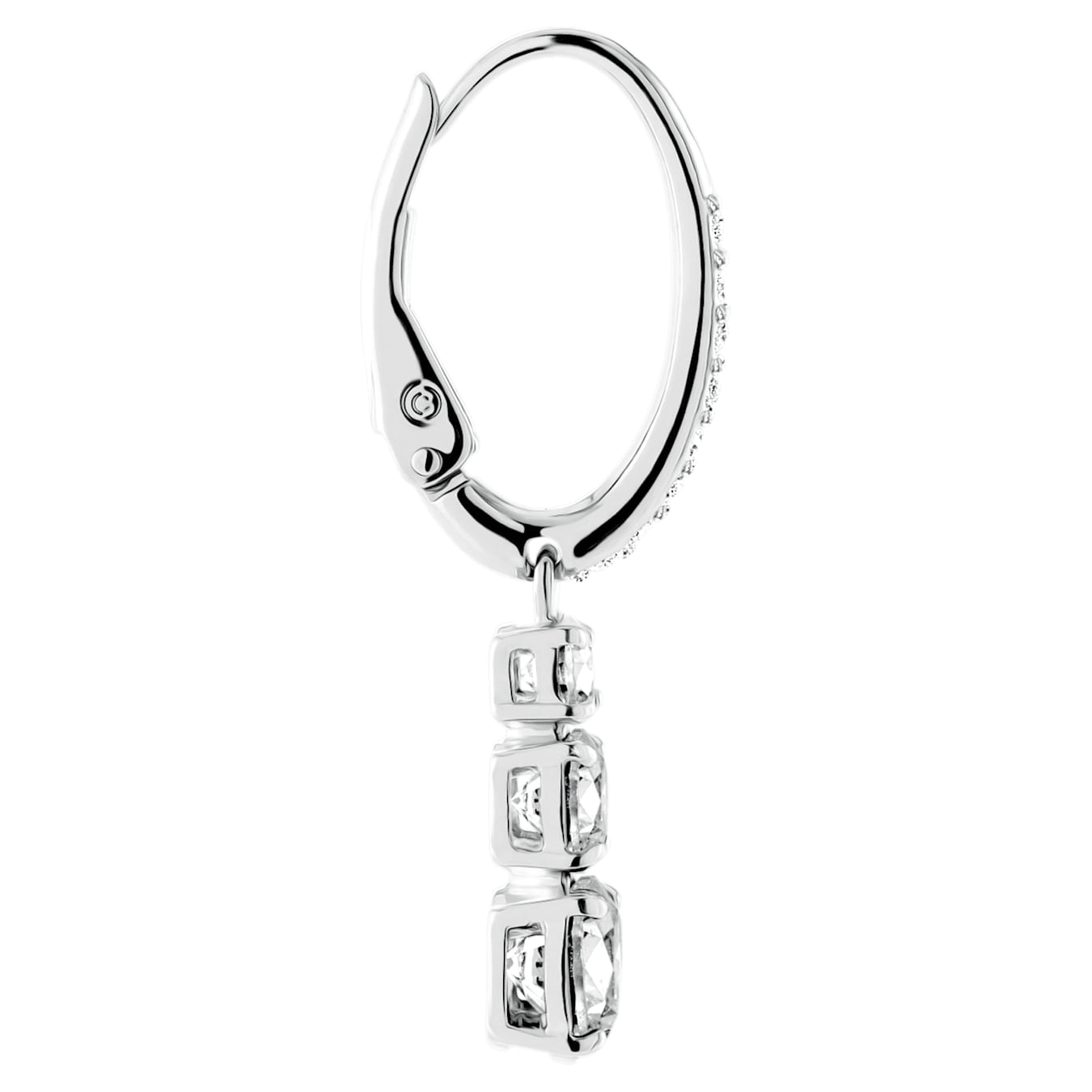 Swarovski Stilla Attract hoop earrings Round cut, White, Rhodium plated -Swarovski