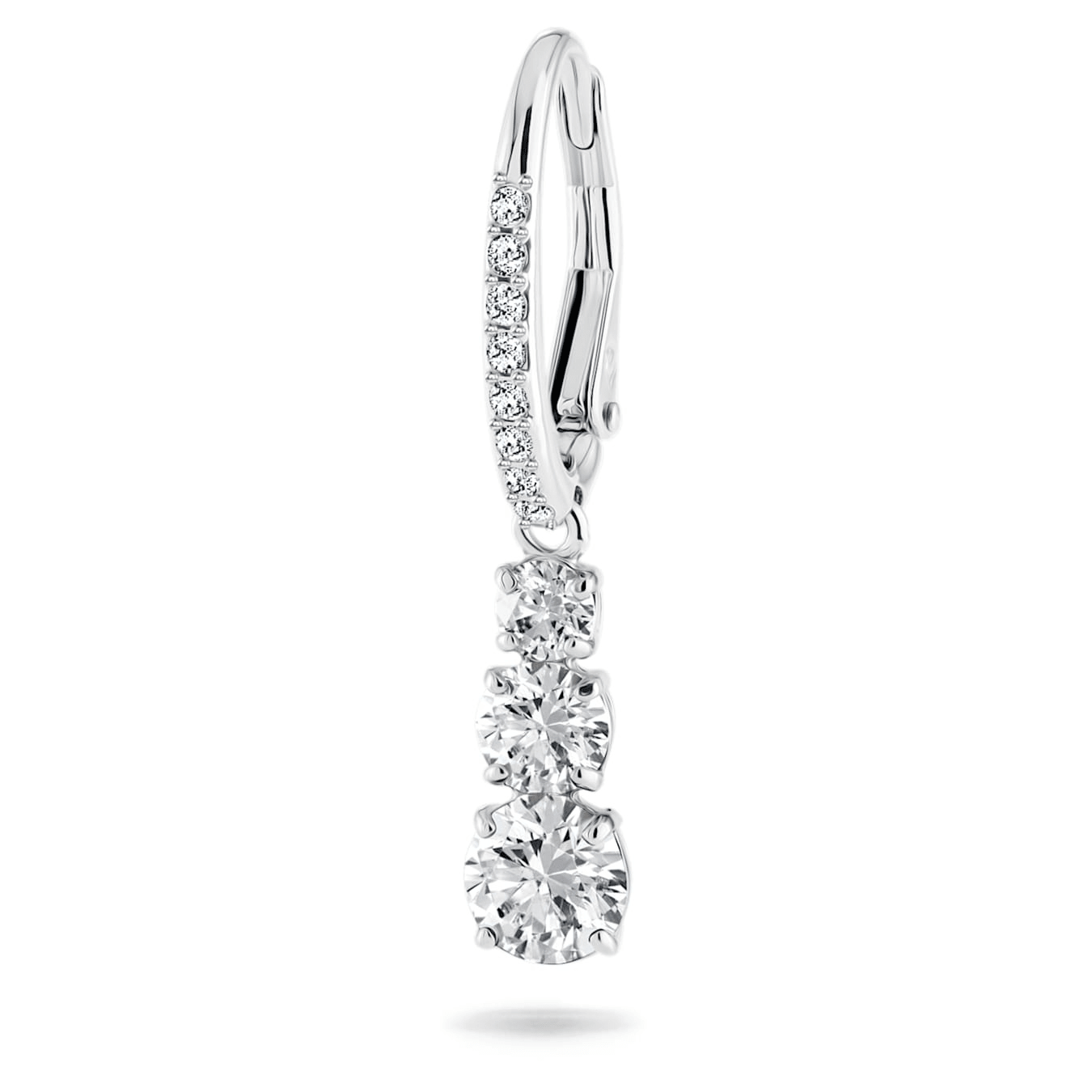 Swarovski Stilla Attract hoop earrings Round cut, White, Rhodium plated -Swarovski