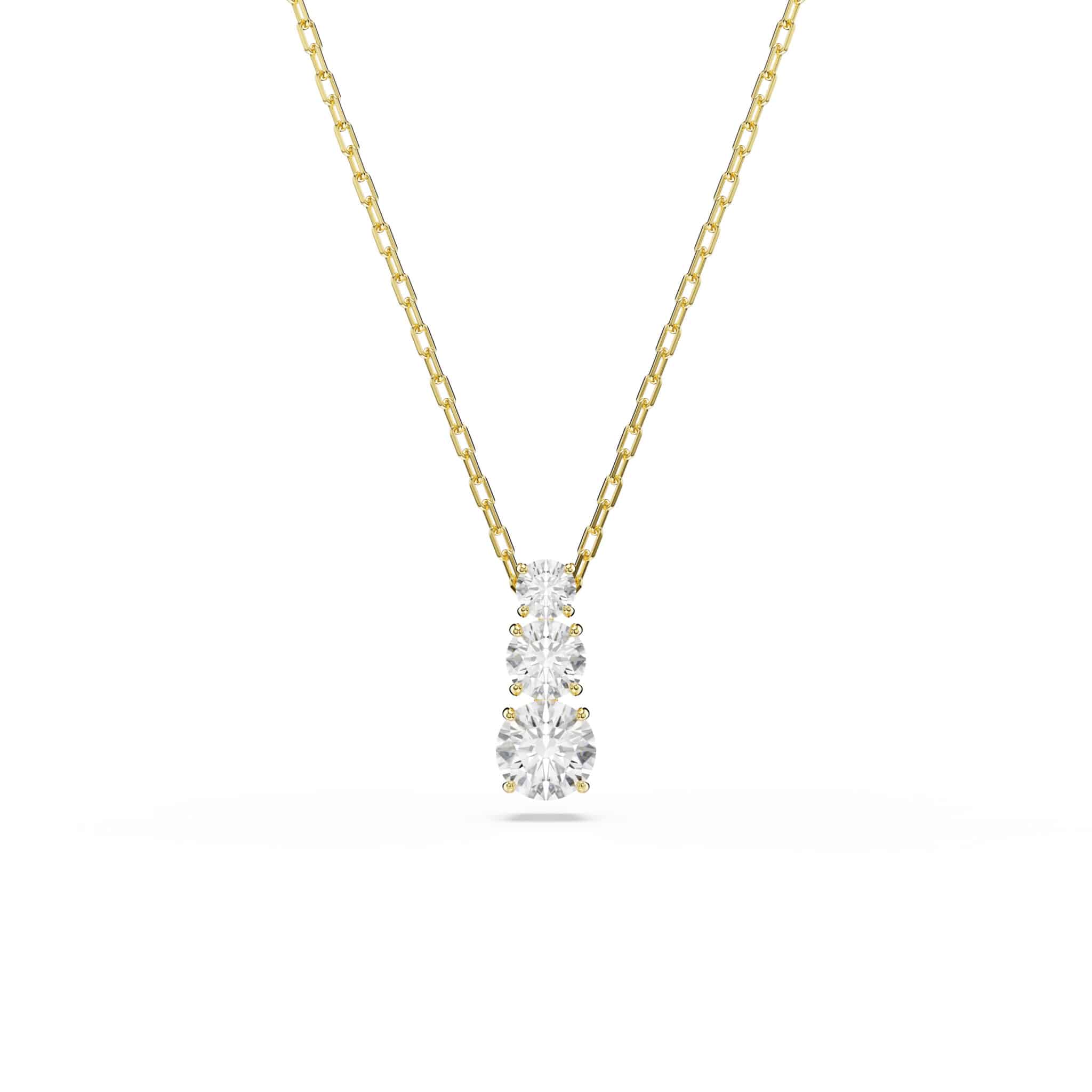 Swarovski Stilla Attract Pendant, Round Cut, White, Gold-tone Plated -Swarovski