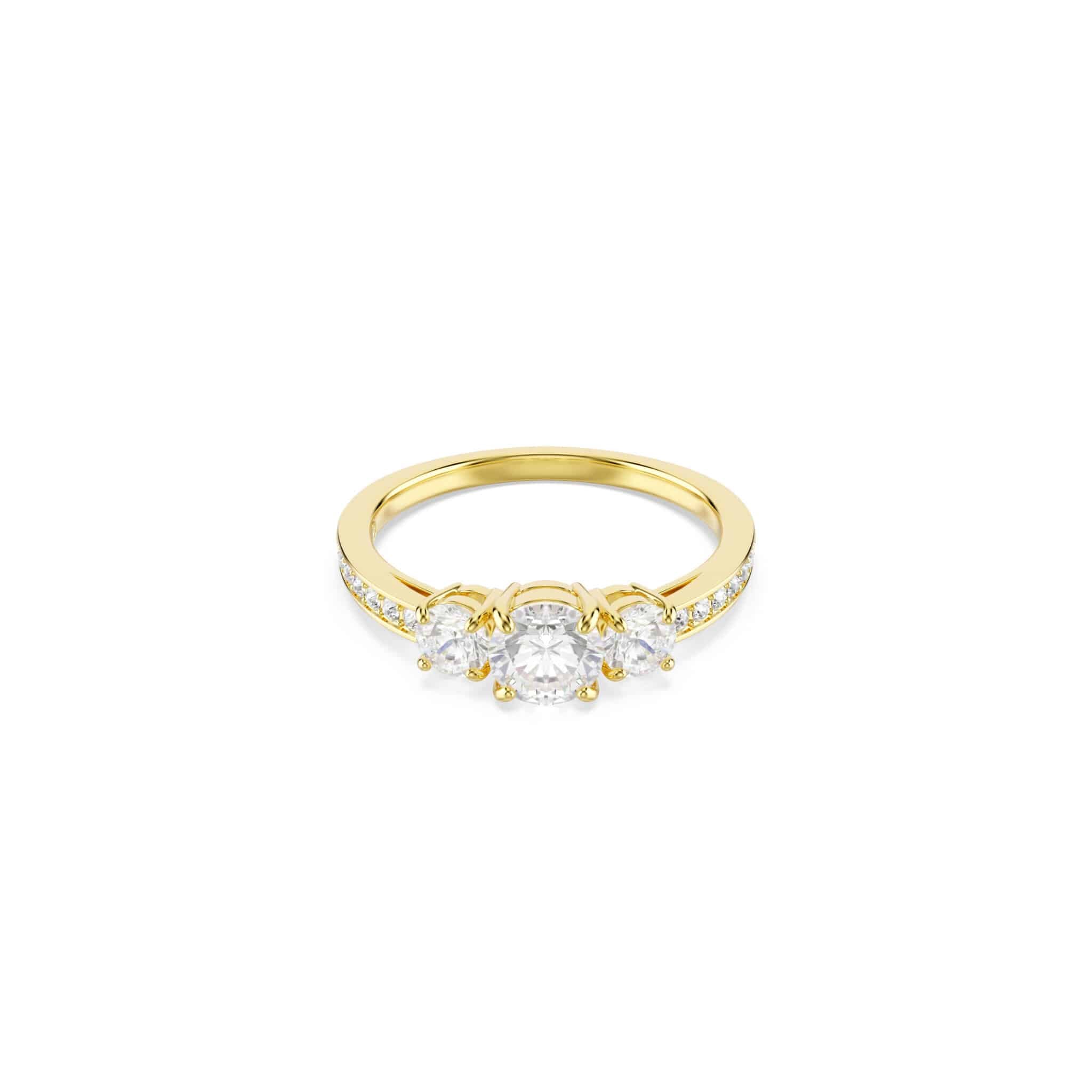 Swarovski Stilla Attract Ring, Round Cut, White, Gold-tone Plated -Swarovski