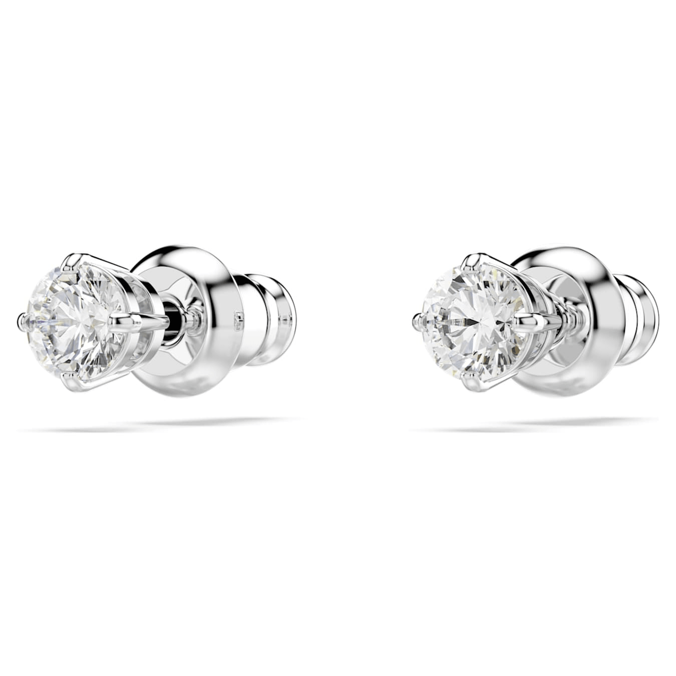 Swarovski Stilla Attract stud earrings Round cut, White, Rhodium plated -Swarovski