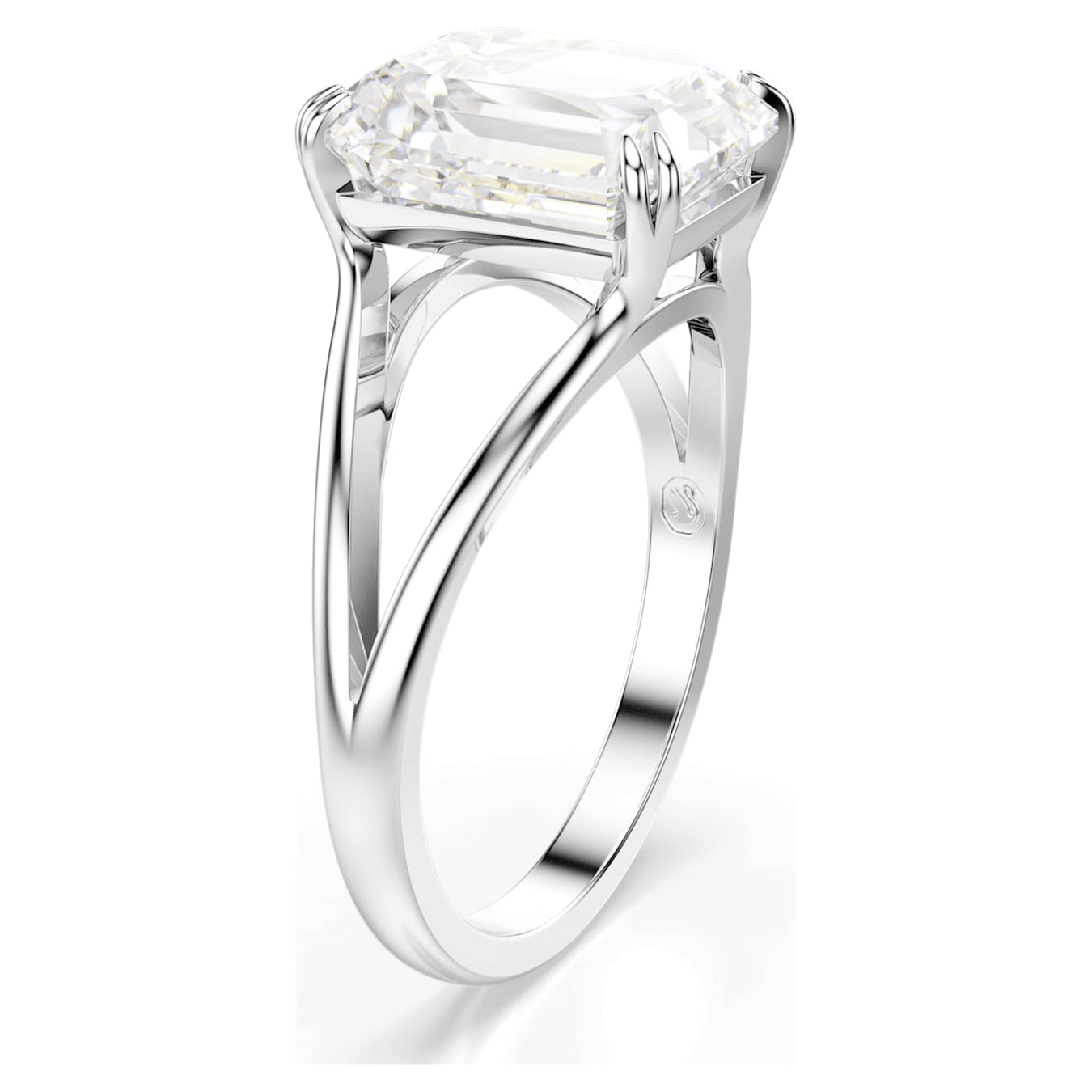 Swarovski Stilla Cocktail Ring, Octagon Cut, White, Rhodium Plated -Swarovski