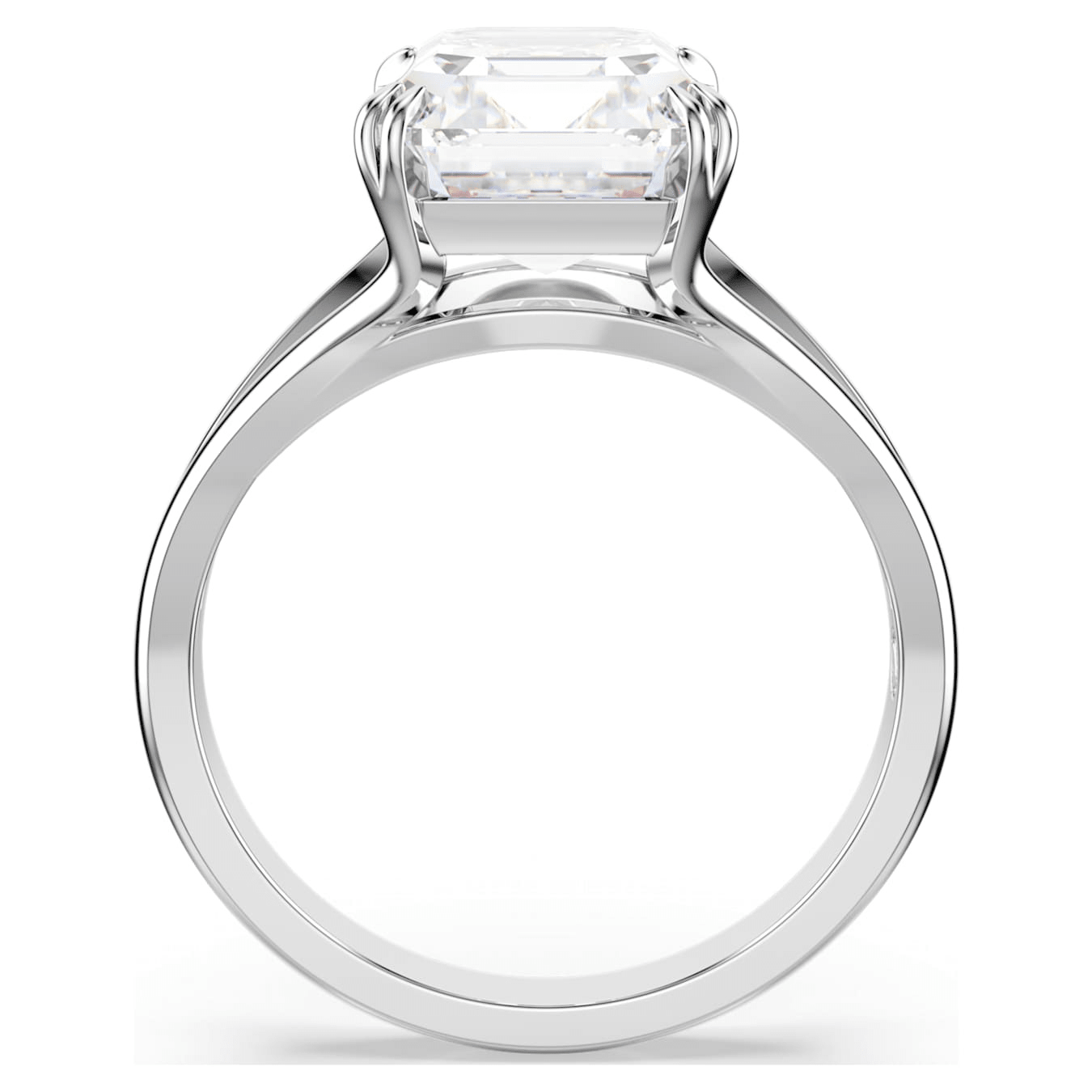 Swarovski Stilla Cocktail Ring, Octagon Cut, White, Rhodium Plated -Swarovski