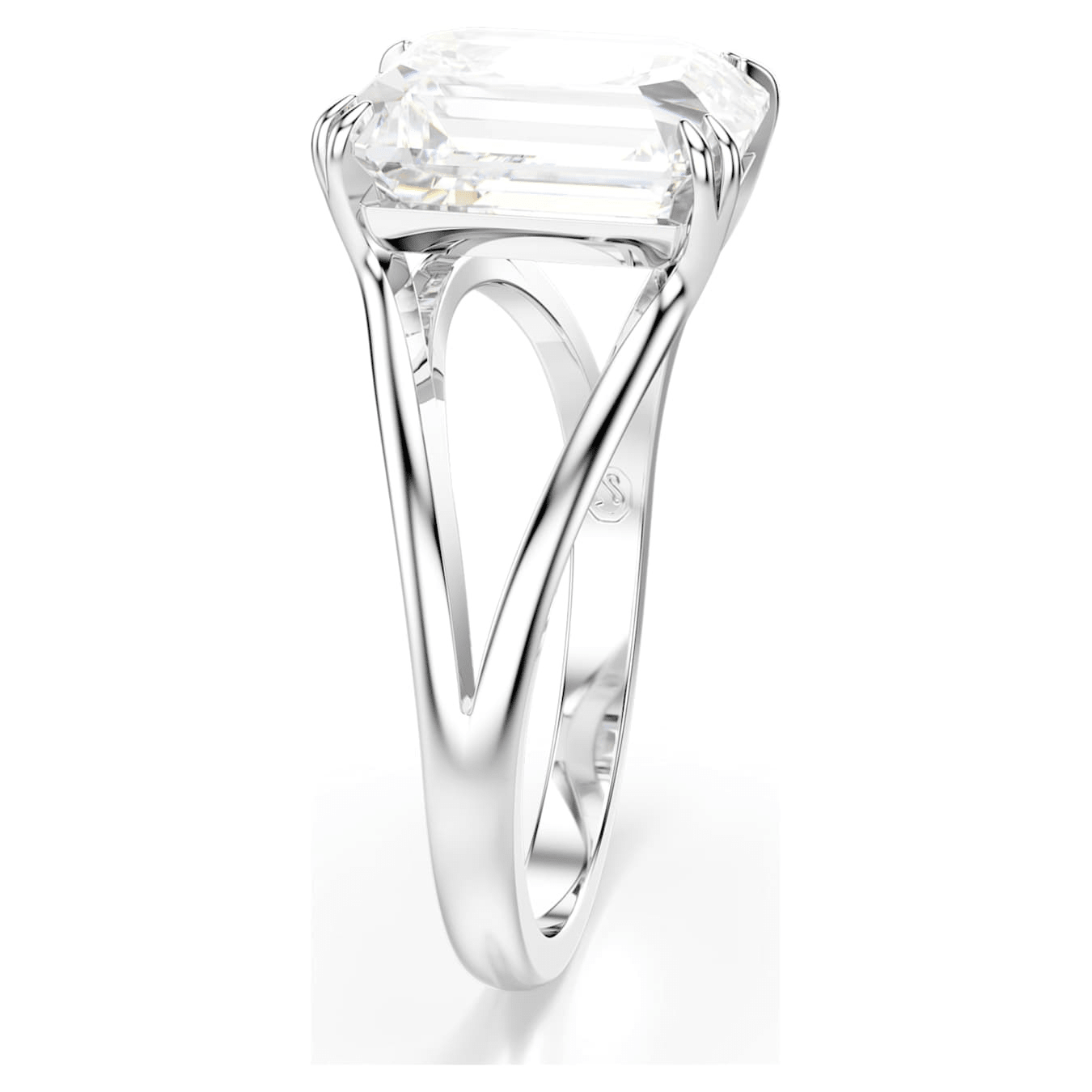 Swarovski Stilla Cocktail Ring, Octagon Cut, White, Rhodium Plated -Swarovski