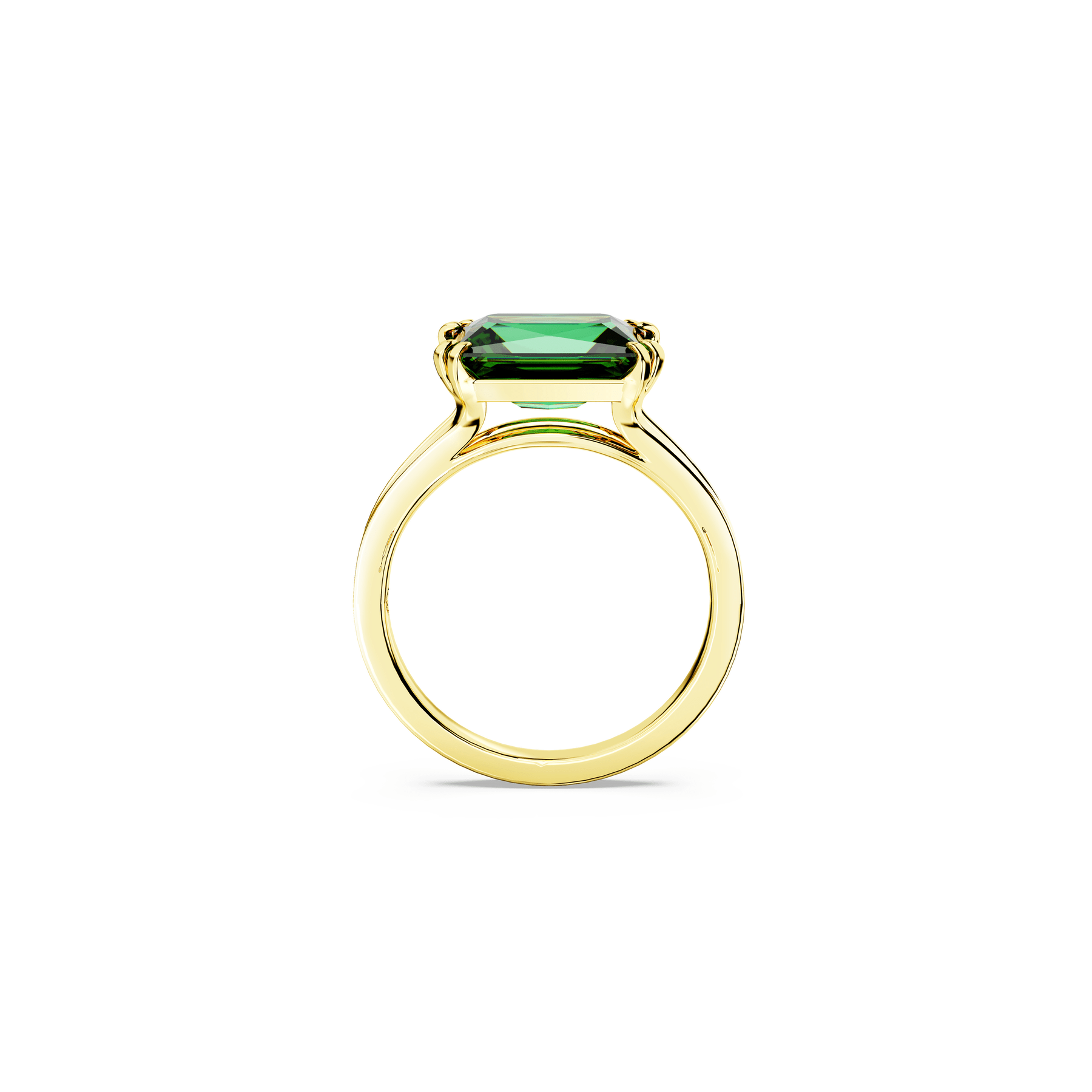 Swarovski Stilla cocktail ring Rectangular cut, Green, Gold-tone plated -Swarovski
