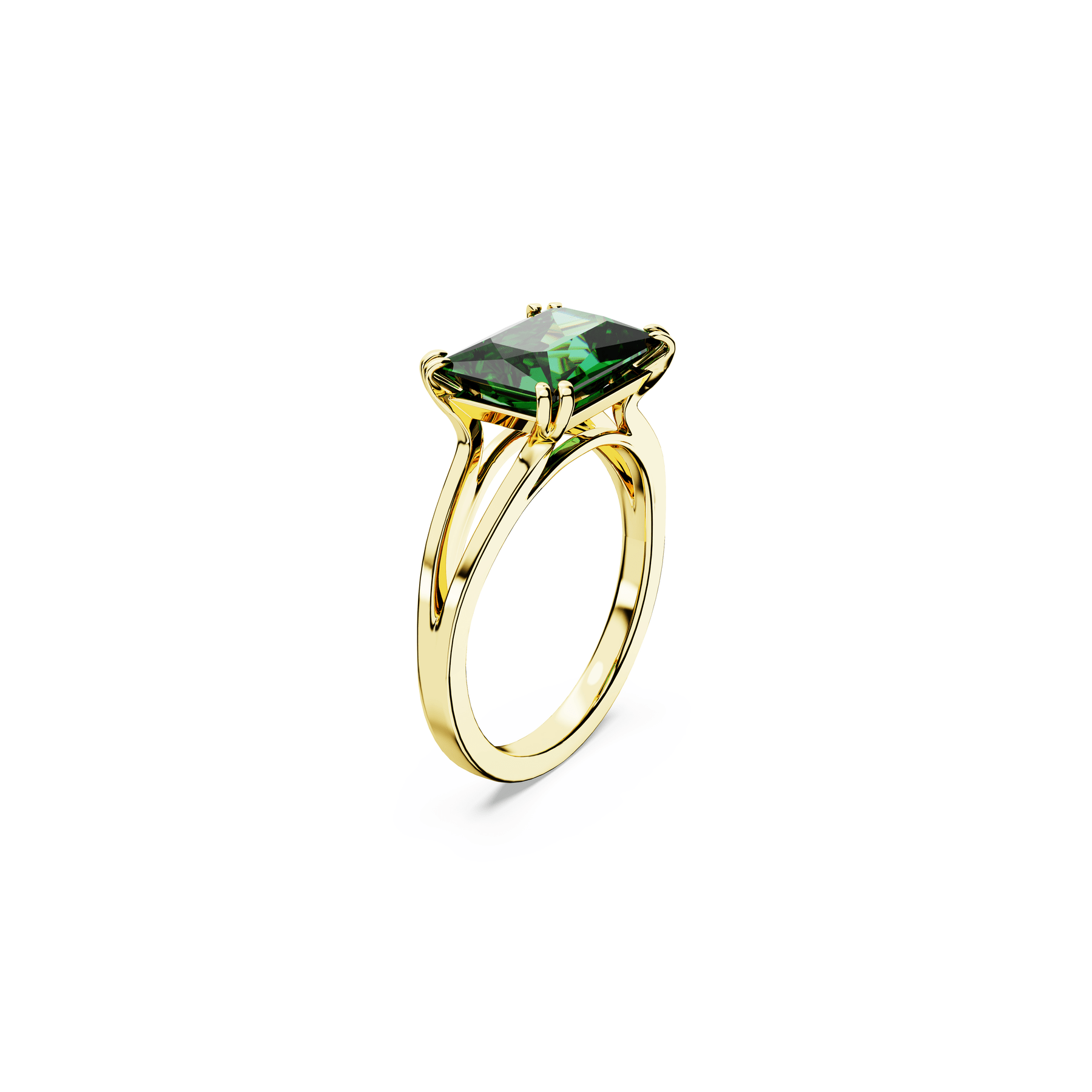 Swarovski Stilla cocktail ring Rectangular cut, Green, Gold-tone plated -Swarovski