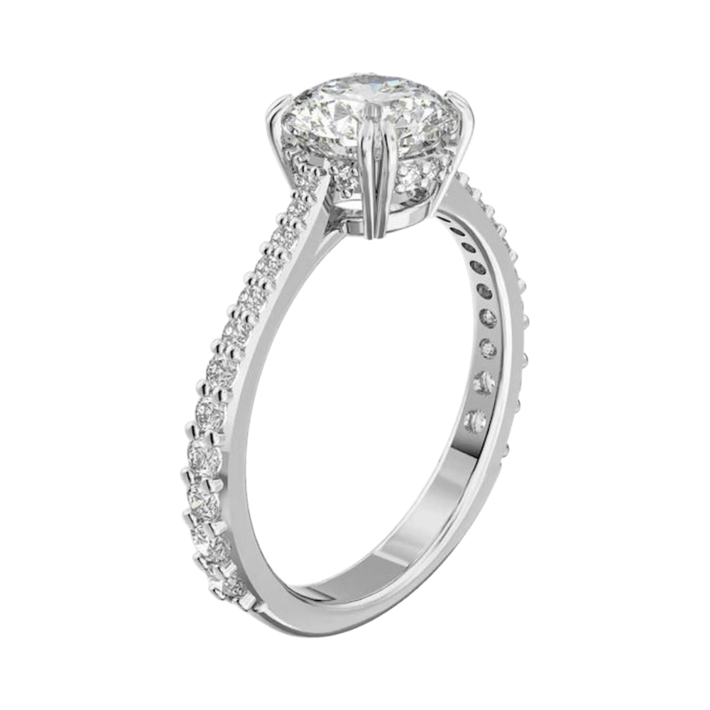 Swarovski Stilla Cocktail Ring Round Cut, Pavé, White, Rhodium Plated -Swaroski