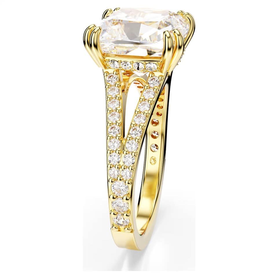 Swarovski Stilla Cocktail Ring Square Cut, White, Gold-tone Plated -Swarovski
