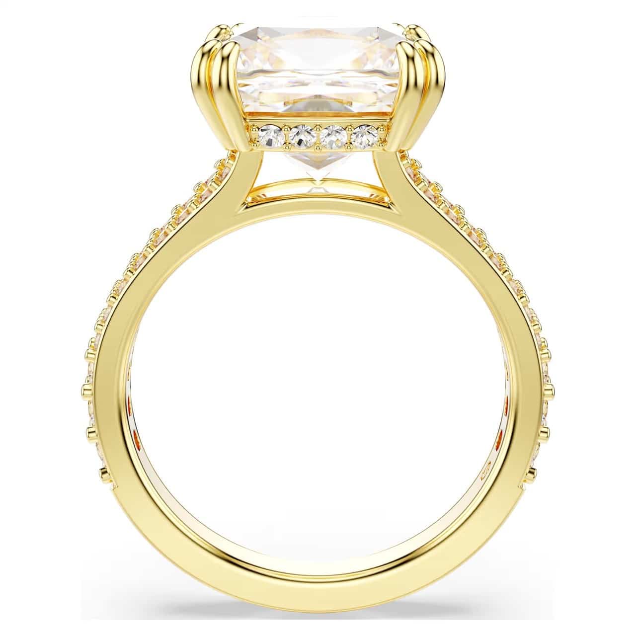 Swarovski Stilla Cocktail Ring Square Cut, White, Gold-tone Plated -Swarovski
