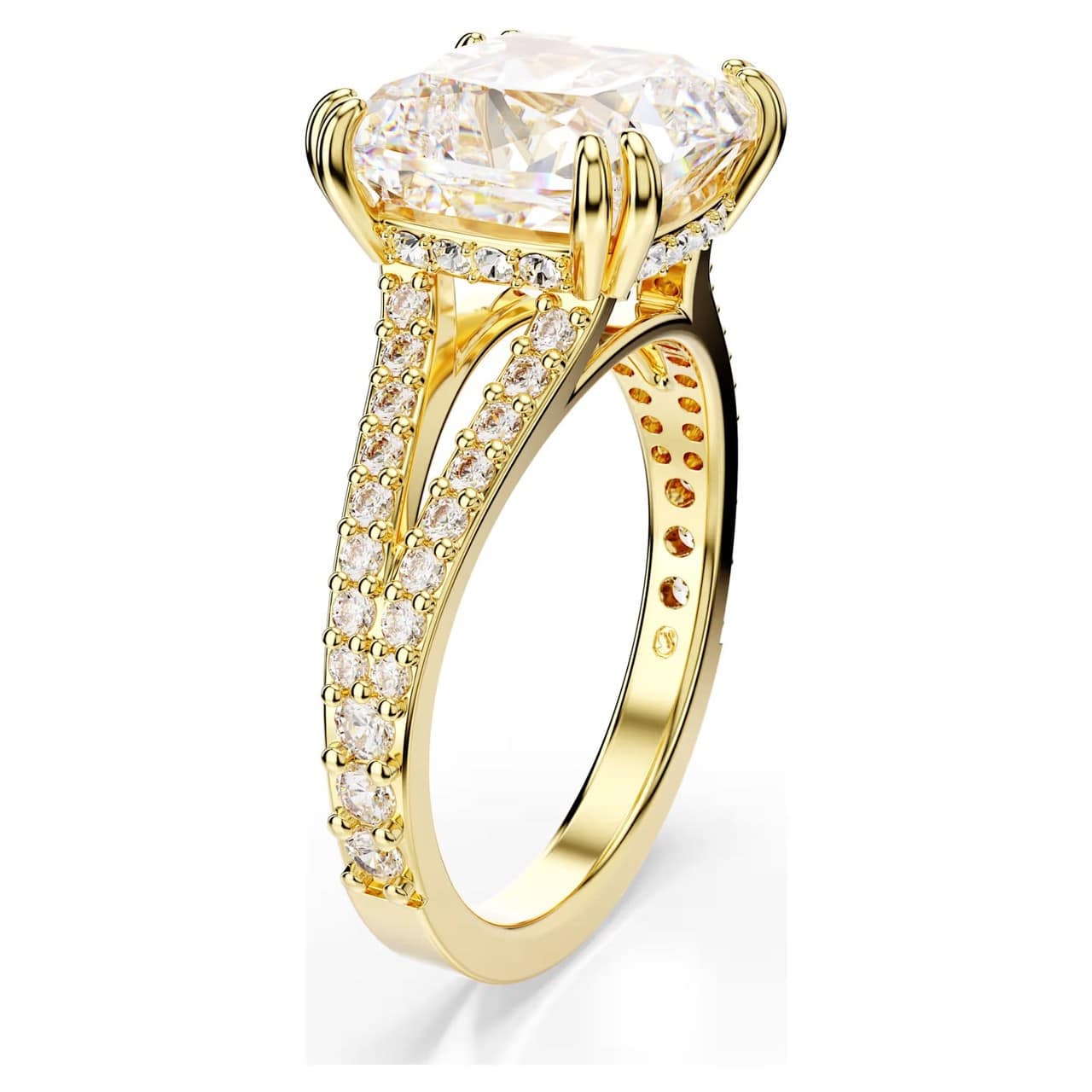 Swarovski Stilla Cocktail Ring Square Cut, White, Gold-tone Plated -Swarovski