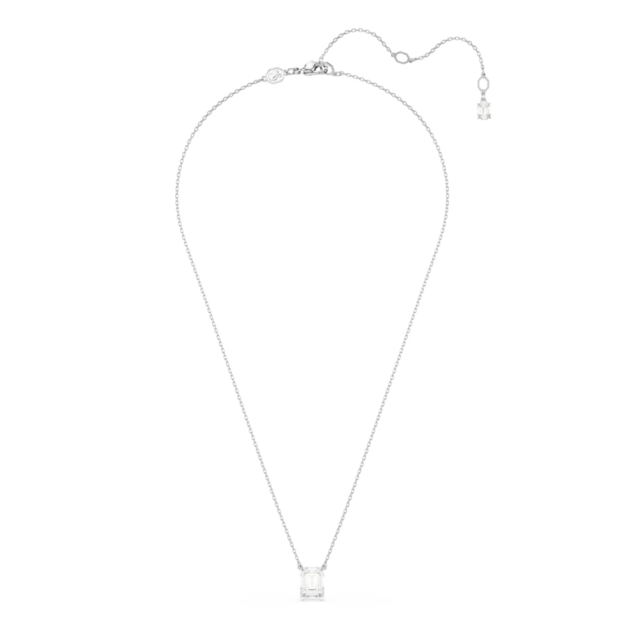 Swarovski Stilla Pendant, Octagon Cut, White, Rhodium Plated -Swarovski