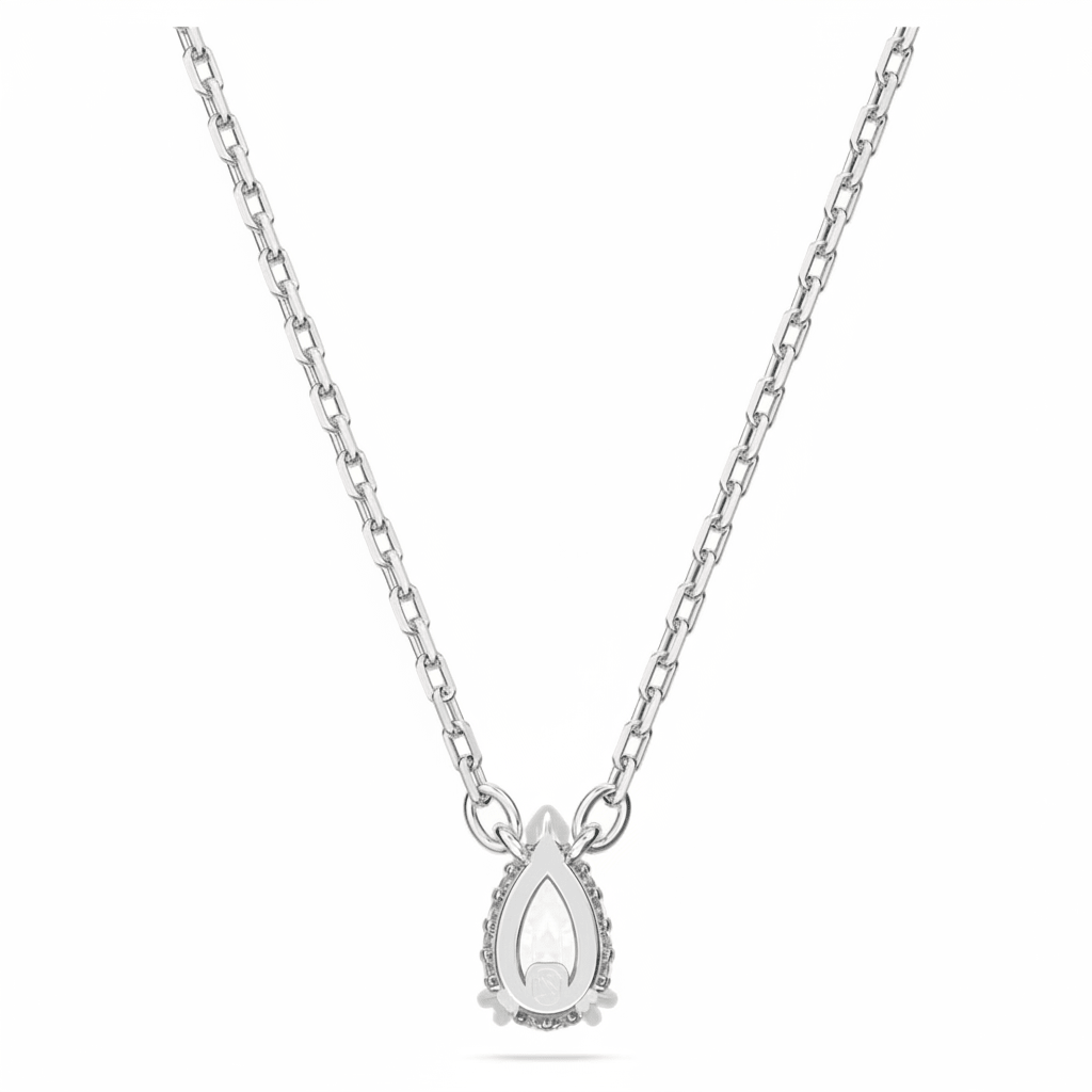 Swarovski Stilla pendant Pear cut, White, Rhodium plated -Swarovski