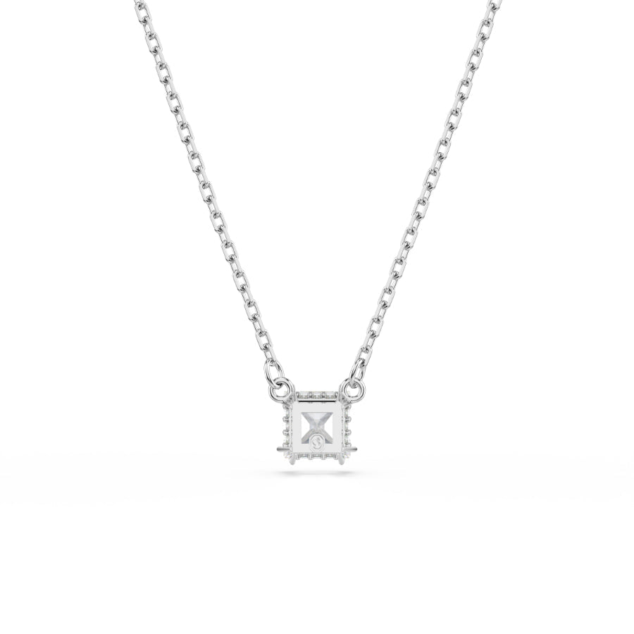 Swarovski Stilla Pendant, Square Cut, White, Rhodium Plated -Swarovski