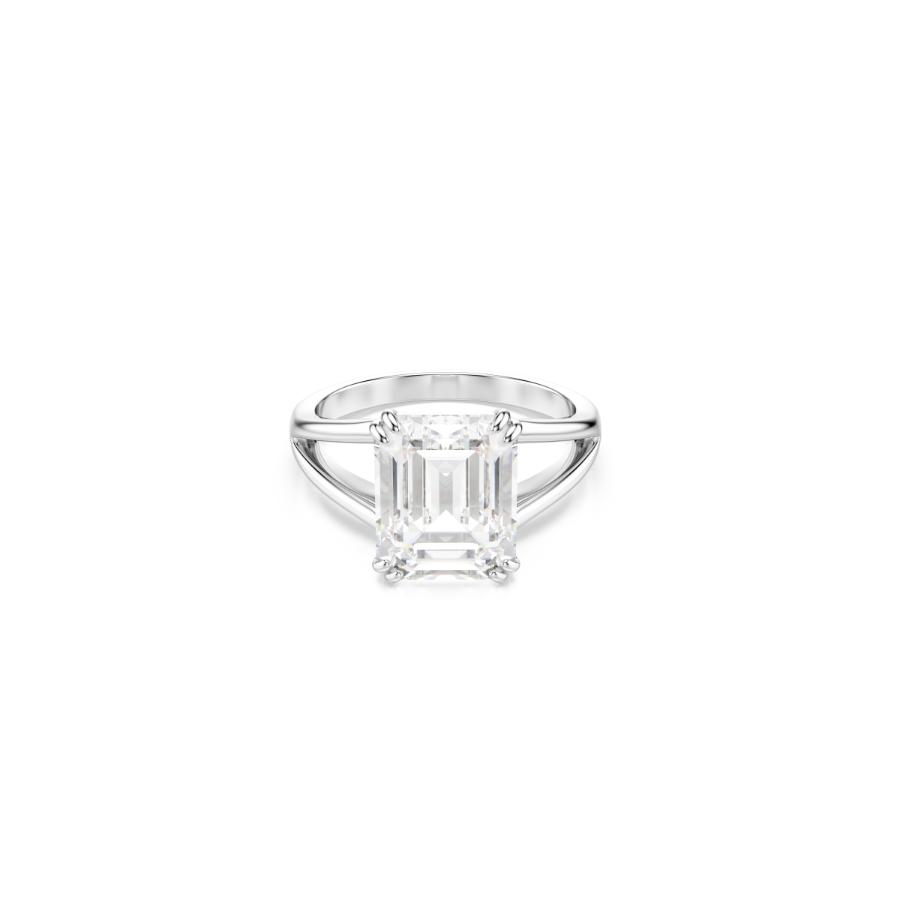 Swarovski Stilla Ring, Octagon Cut, White, Silver-tone Finish -Swarovski