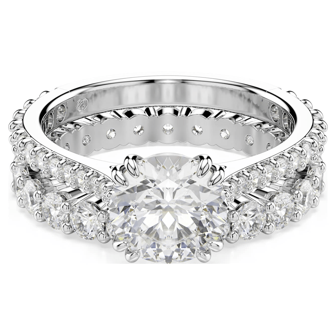 Swarovski Stilla ring Set (2), Round cut, White, Rhodium plated -Swarovski