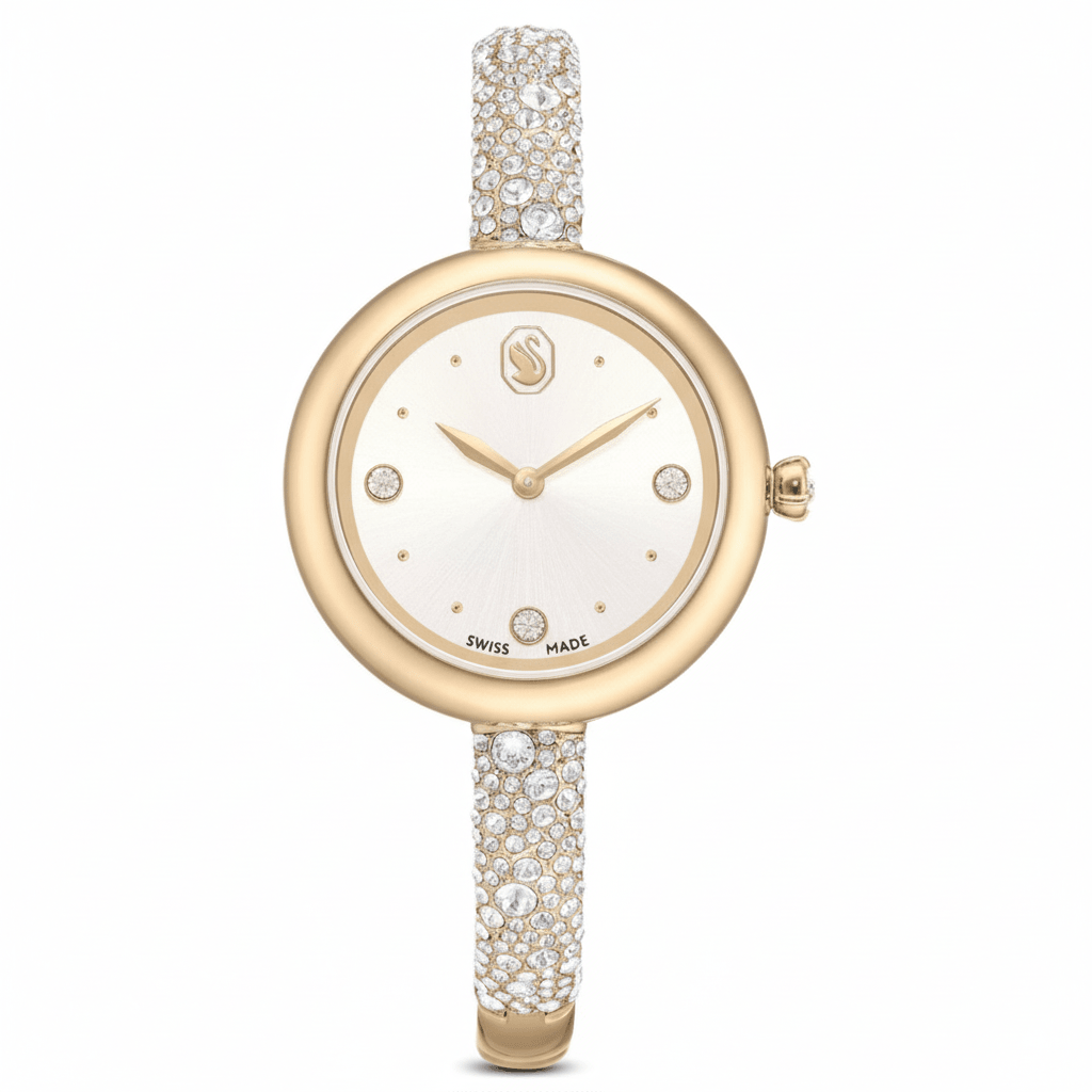 Swarovski Sublima Bangle Watch, Swiss Made, Metal Bracelet, Gold tone, Champagne gold-tone finish -Swarovski