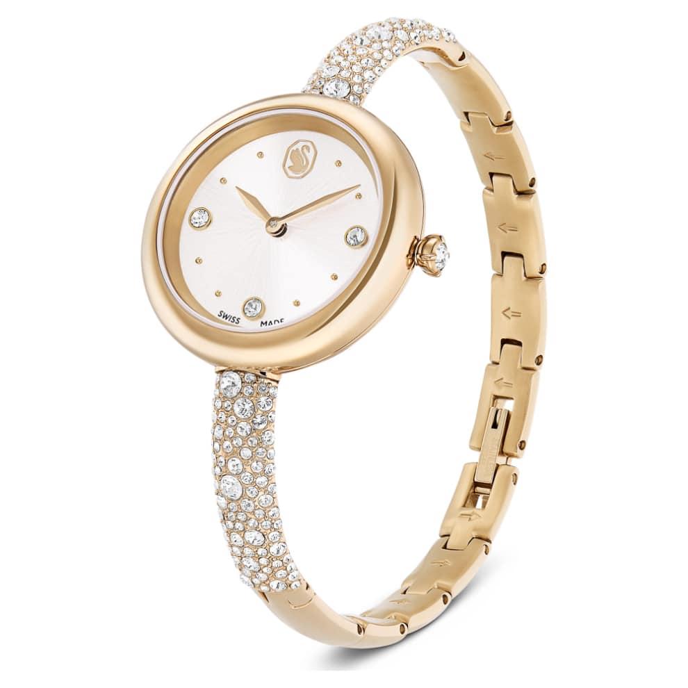 Swarovski Sublima Bangle Watch, Swiss Made, Metal Bracelet, Gold tone, Champagne gold-tone finish -Swarovski