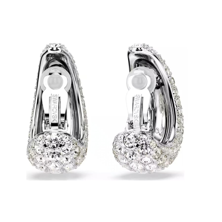 Swarovski Sublima Drop earrings, White, Rhodium Plated -Swarovski