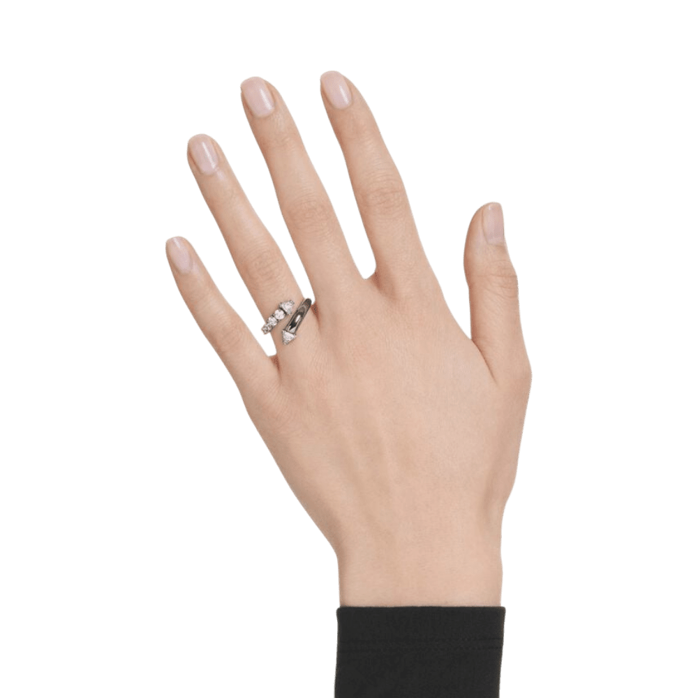 Swarovski Sublima Open Ring Mixed Cuts, White, Ruthenium Plated -Swarovski