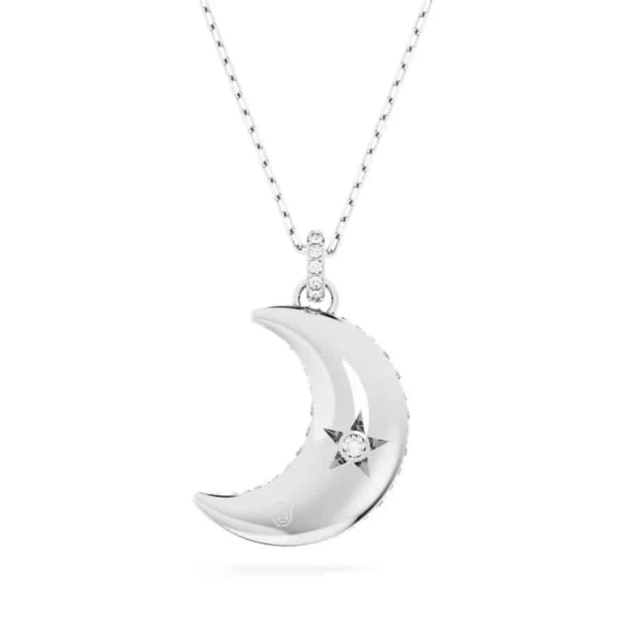 Swarovski Sublima Pendant Moon, White, Rhodium Plated -Swarovski
