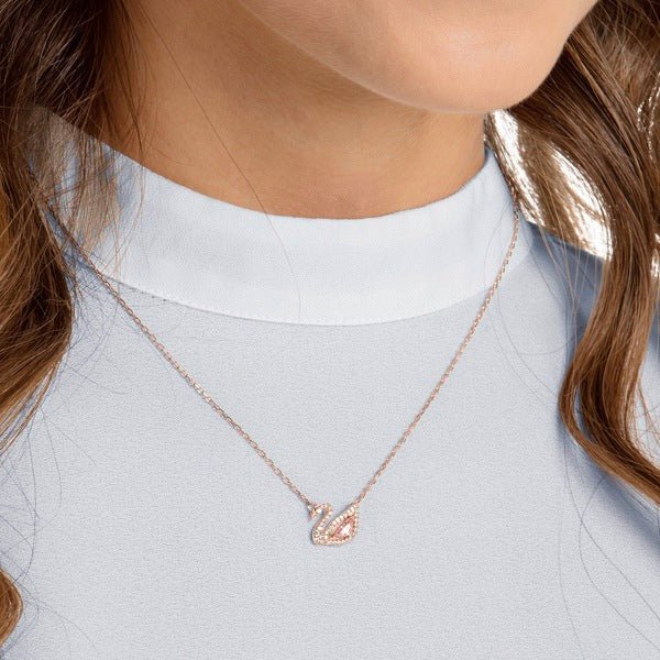 Swarovski Swan necklace Swan, Pink, Rose gold-tone plated -Swarovski