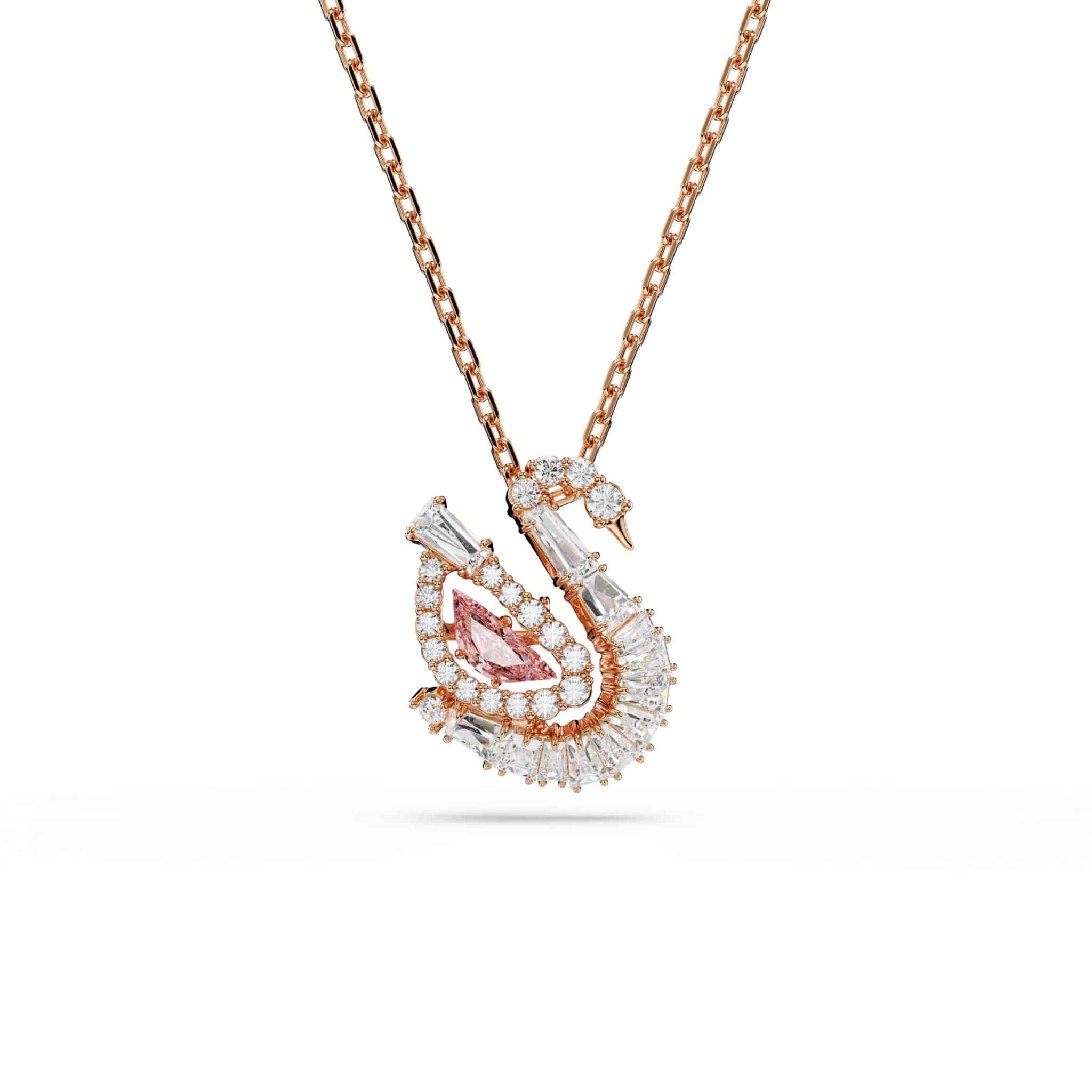 Swarovski Swan Pendant, Mixed Cuts, Swan, Pink -Swarovski