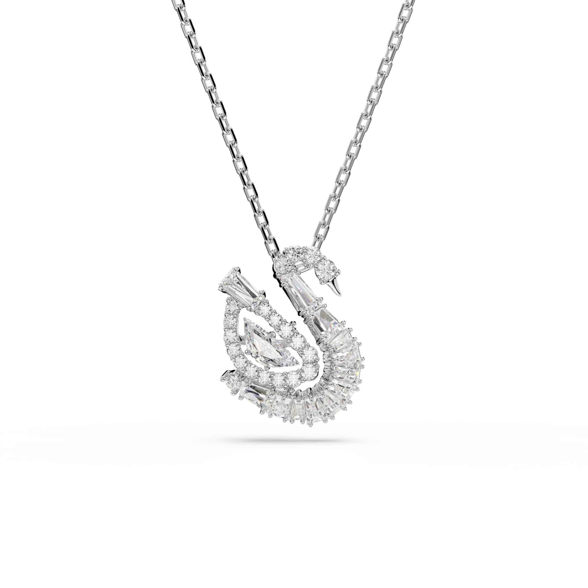 Swarovski Swan Pendant, Mixed Cuts, Swan, White -Swarovski