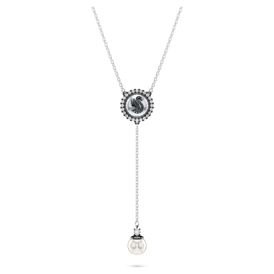Swarovski Swan Y Pendant Swan Gray Rhodium Plated -Swarovski