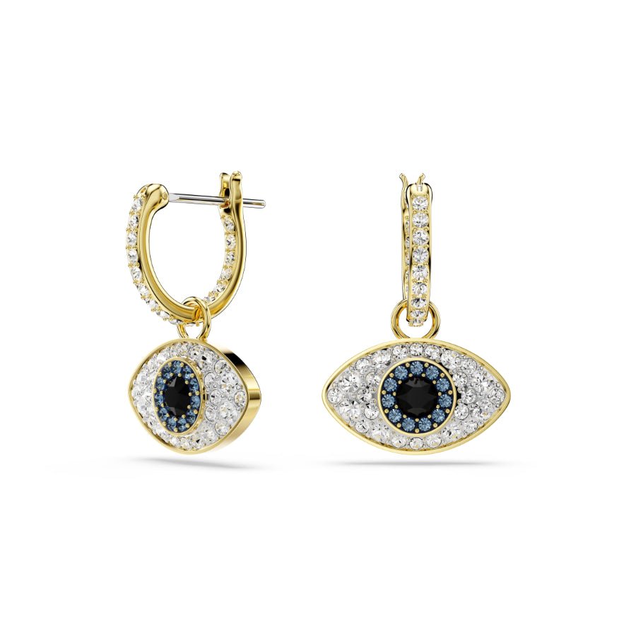 Swarovski Symbolica Drop Earrings, Evil Eye, Blue, Gold-tone Plated -Swarovski