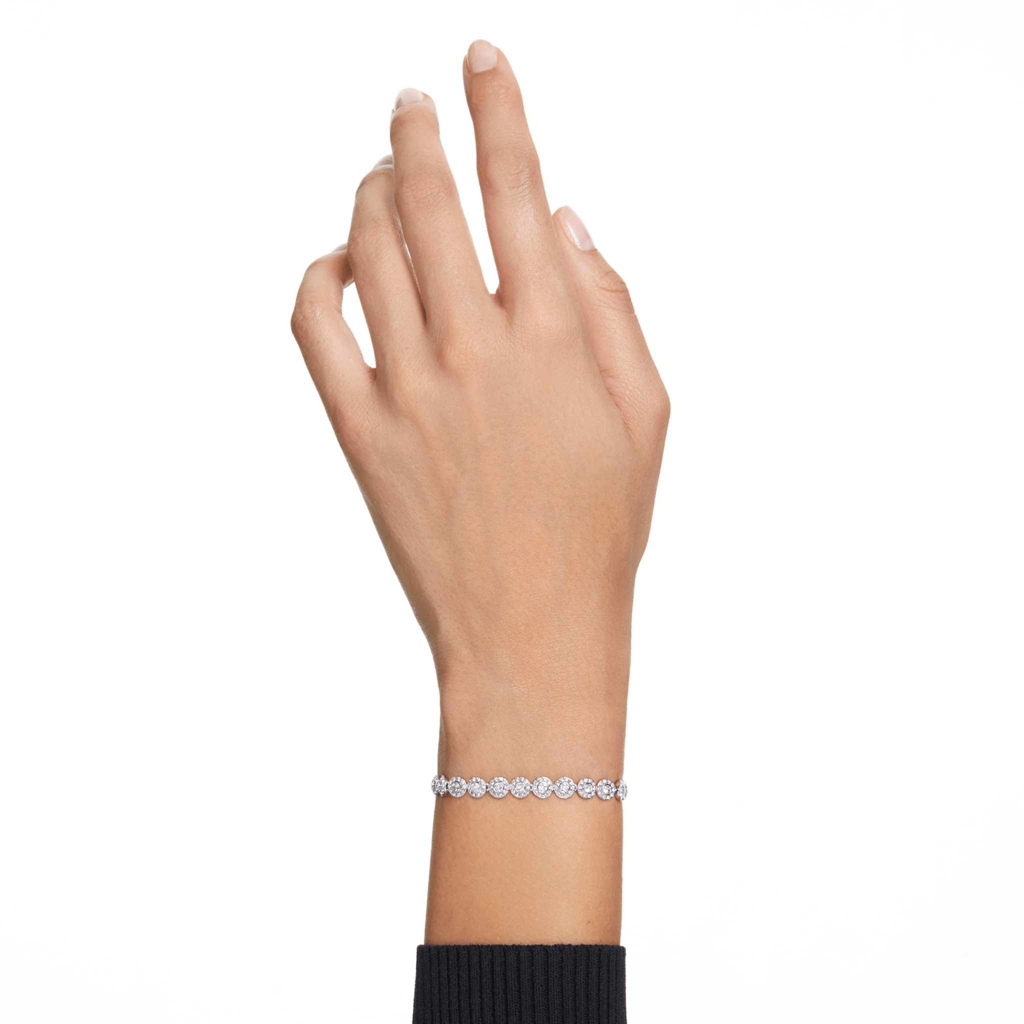 Swarovski Una Angelic bracelet Round cut, Small, White, Rhodium plated -Swarovski