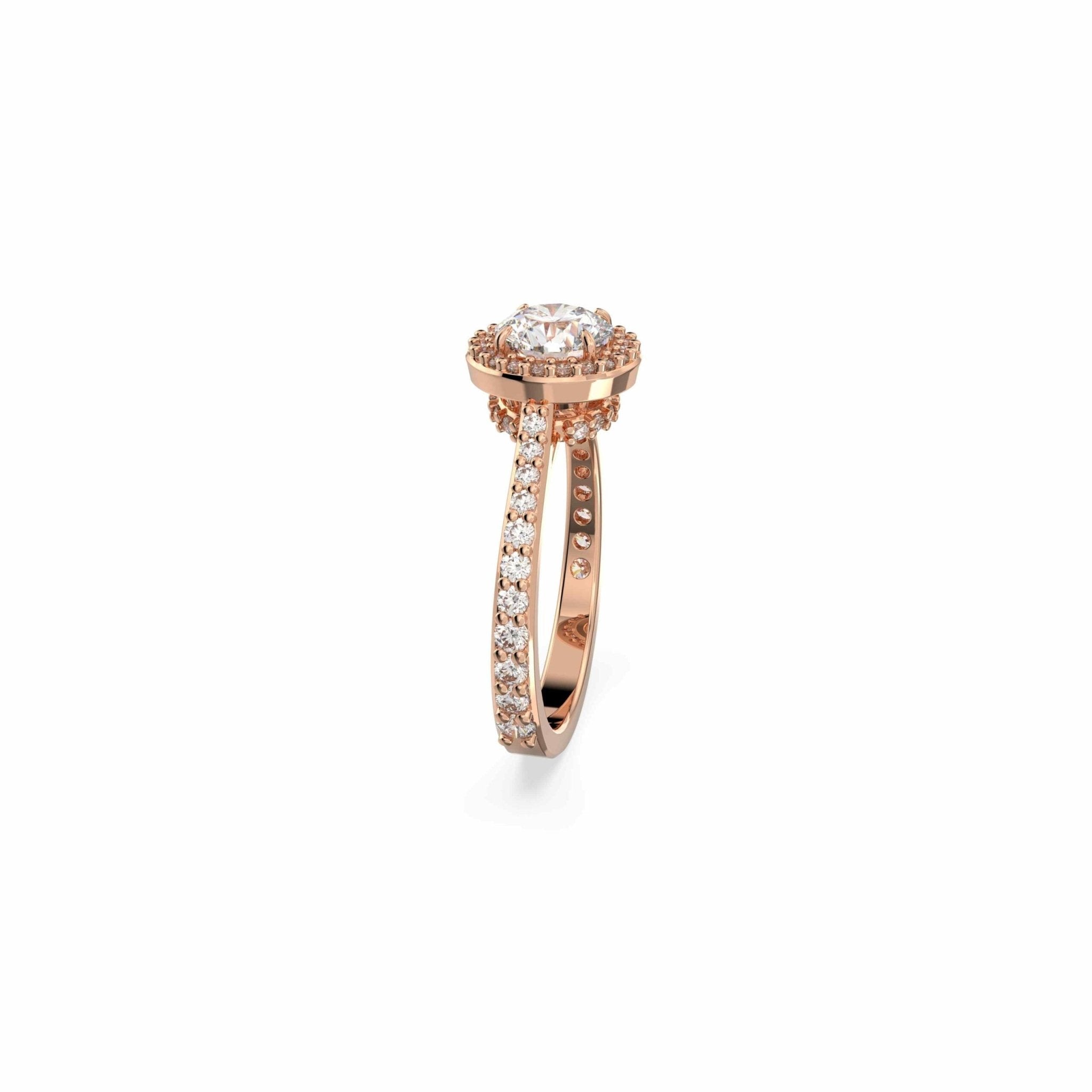 Swarovski Una Angelic cocktail ring Round cut, Pavé, White, Rose gold-tone plated -Swarovski
