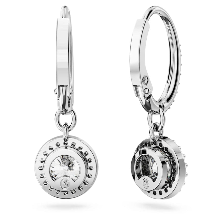 Swarovski Una Angelic drop earrings Round cut, Pavé, White, Rhodium plated -Swarovski