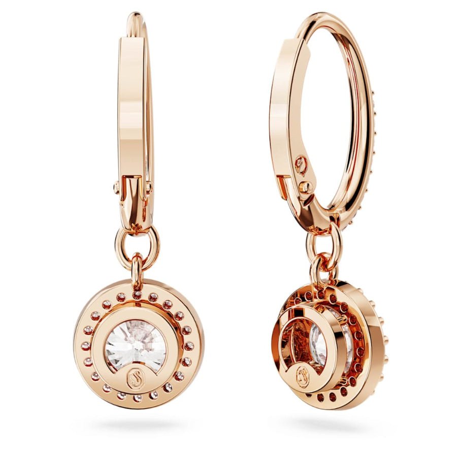 Swarovski Una Angelic drop earrings Round cut, Pavé, White, Rose gold-tone plated -Swarovski