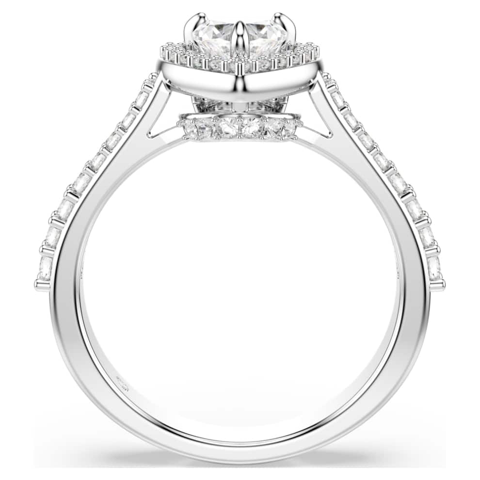 Swarovski Una Angelic Motif ring, Mixed cuts, Heart, White, Rhodium plated -Swarovski