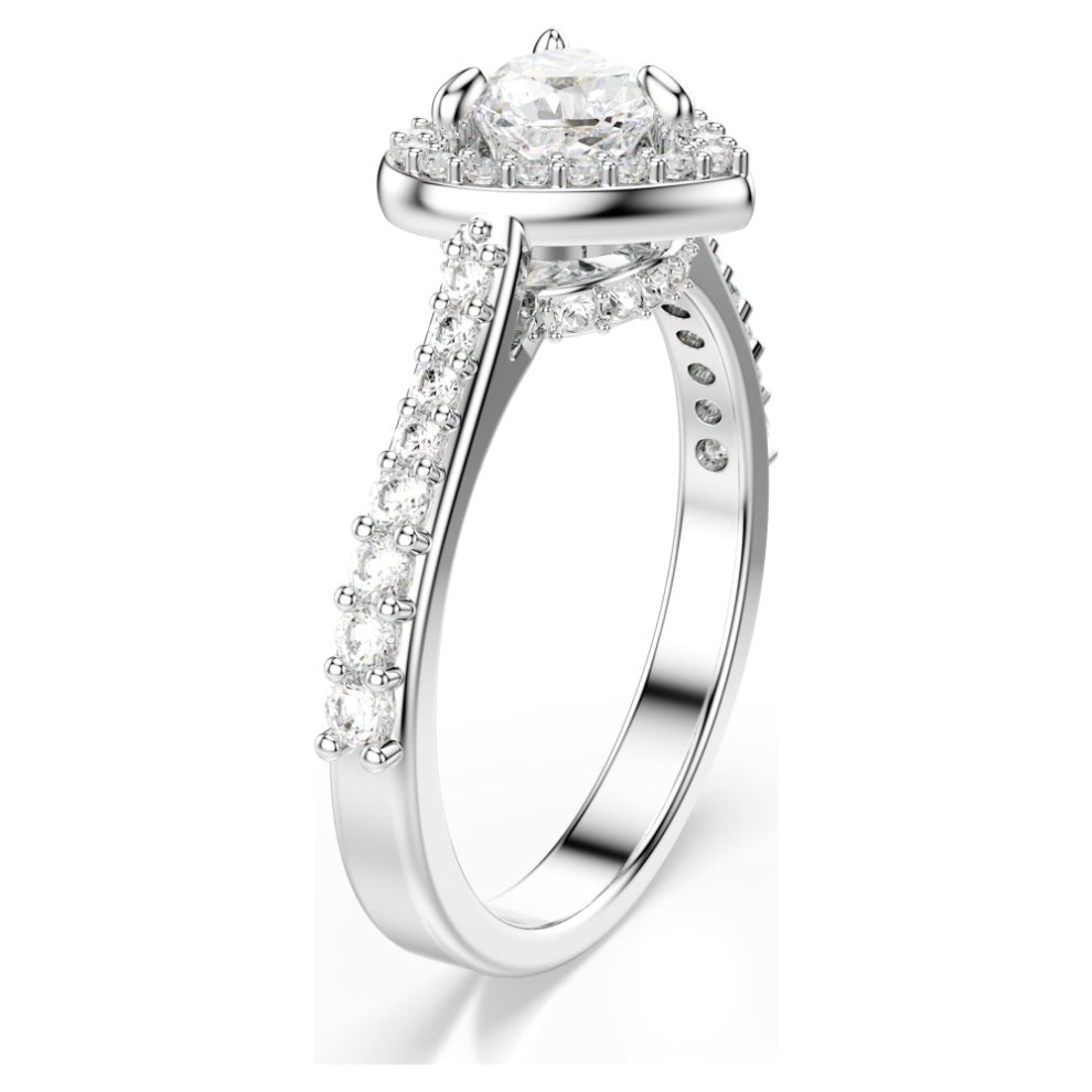 Swarovski Una Angelic Motif ring, Mixed cuts, Heart, White, Rhodium plated -Swarovski