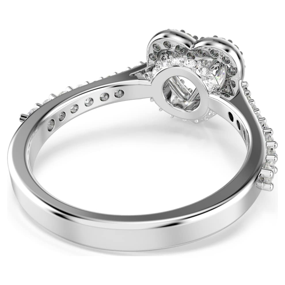 Swarovski Una Angelic Motif ring, Mixed cuts, Heart, White, Rhodium plated -Swarovski