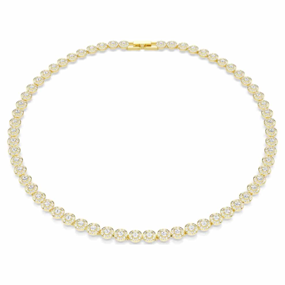 Swarovski Una Angelic Necklace, Round cut, Small, White, Gold-tone plated -Swarovski