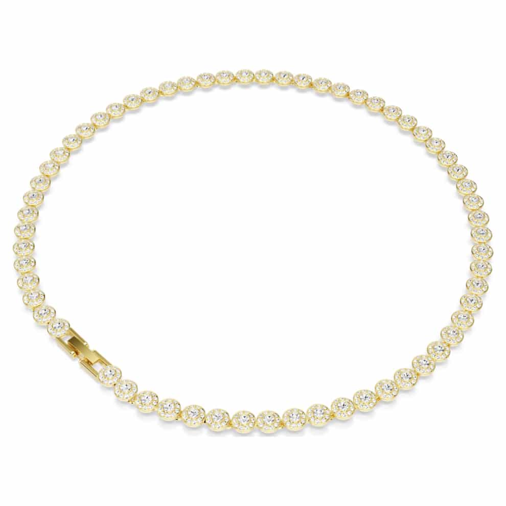 Swarovski Una Angelic Necklace, Round cut, Small, White, Gold-tone plated -Swarovski