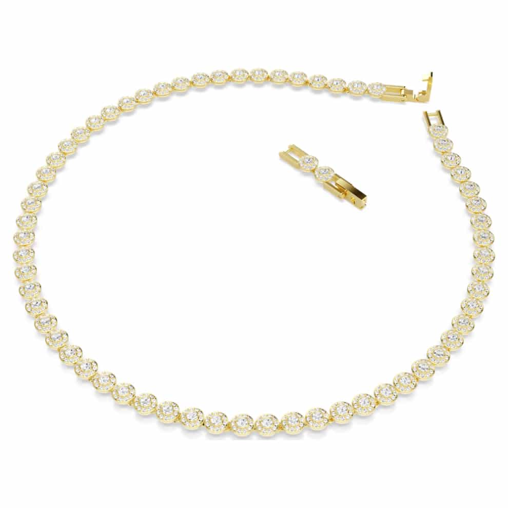 Swarovski Una Angelic Necklace, Round cut, Small, White, Gold-tone plated -Swarovski