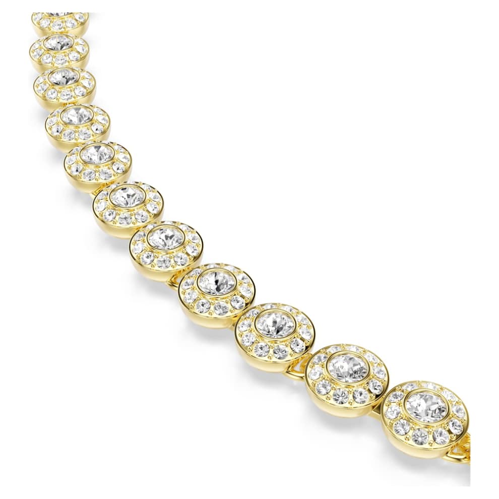 Swarovski Una Angelic Necklace, Round cut, Small, White, Gold-tone plated -Swarovski