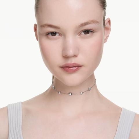 Swarovski Una Angelic Pendant Round cut, Double sided motifs, White, Rhodium plated -Swarovski
