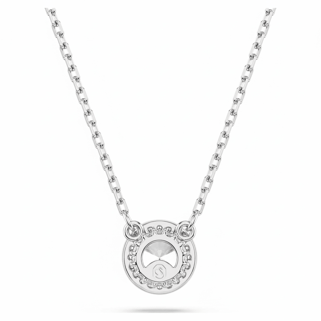 Swarovski Una Angelic pendant round cut, Pavé, White, Rhodium plated -Swarovski